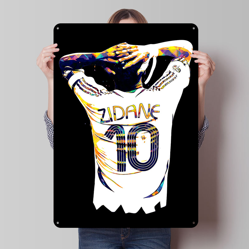 Retro Gaming Jersey - Metalowy plakat z koszulką Zidana, personalizowana