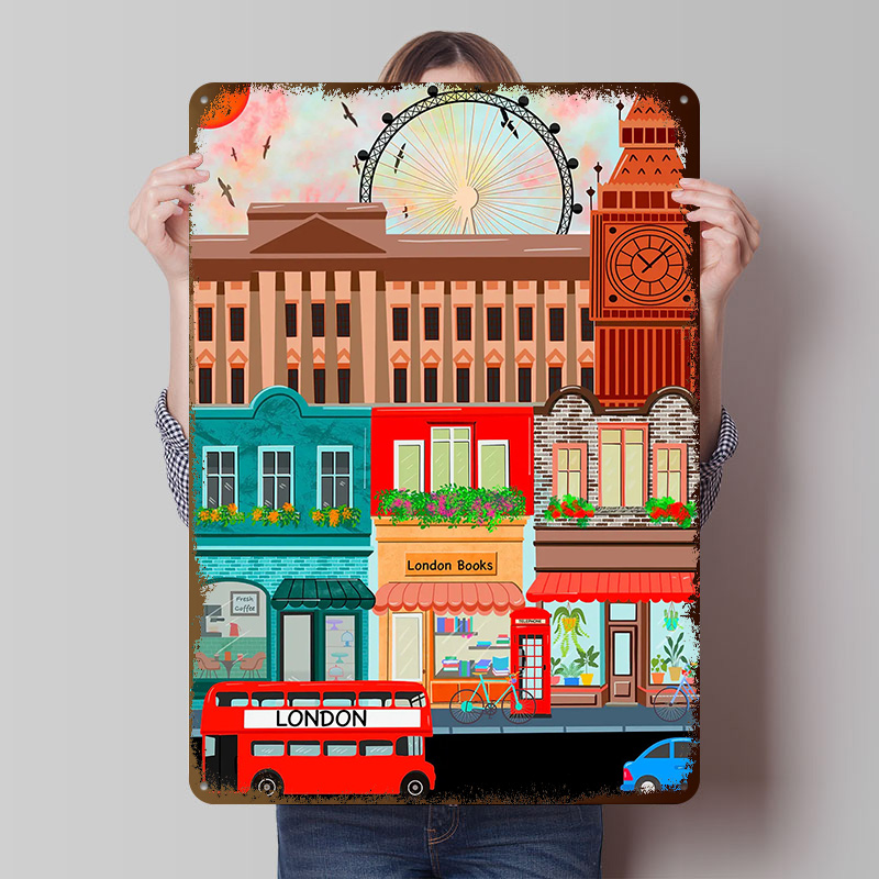 Retro Gaming In London - Plakat z blaszki z motywem Londynu,