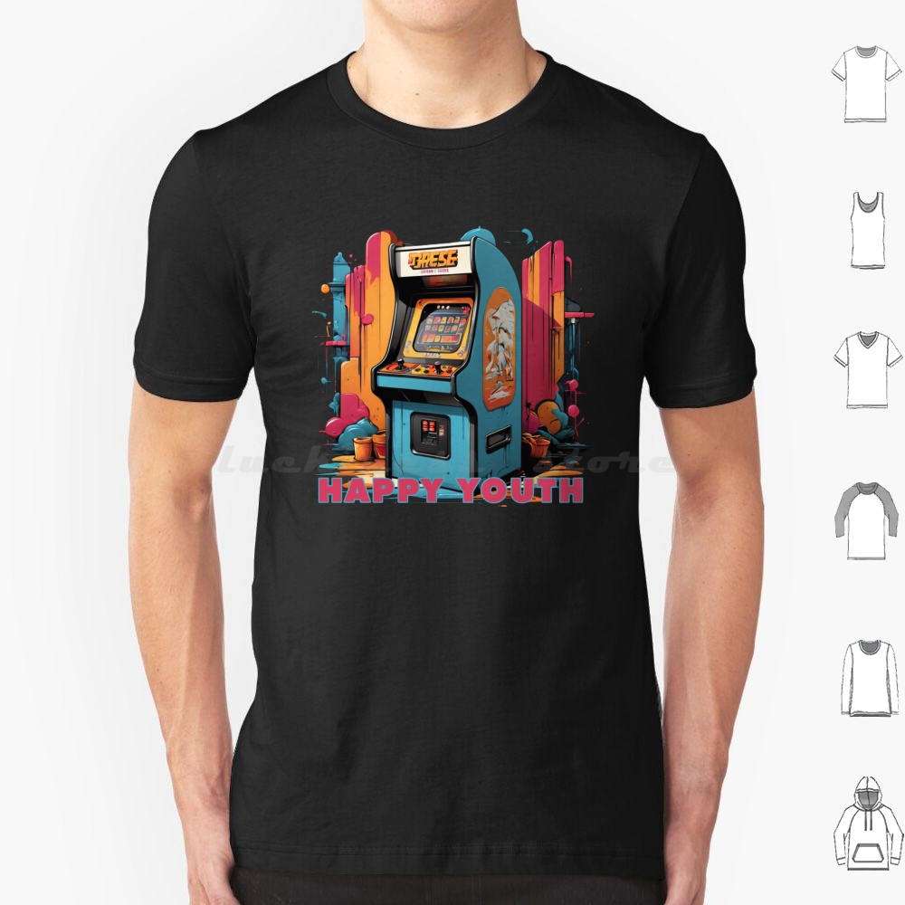 Retro Gaming Machine - Koszulka Happy Youth-Arcade Męska Damska Dziecięca