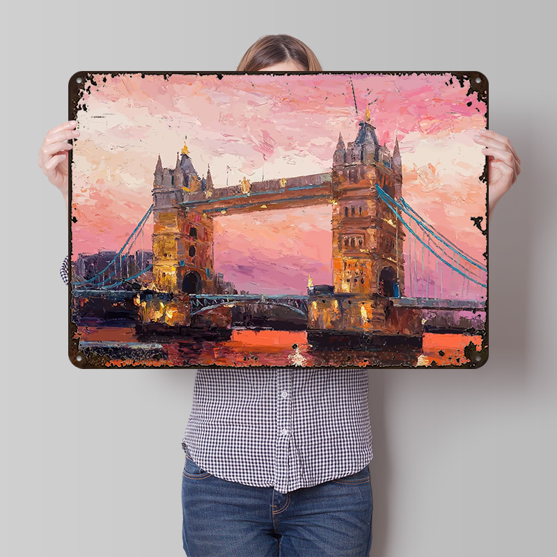 Retro Gaming In London - Plakat Metalowy Podróż do Londynu, Personalizowana