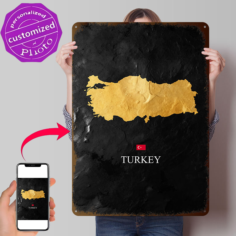 Background Retro Gaming - Złota Mapa Turcji na Czarnym Tle