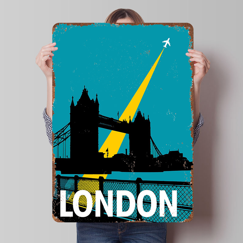 Retro Gaming In London - Metalowy plakat z mostem Tower w
