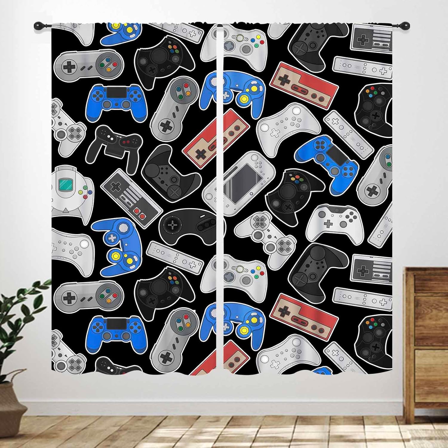 Background Retro Gaming - Zasłony z motywem retro kontrolerów –