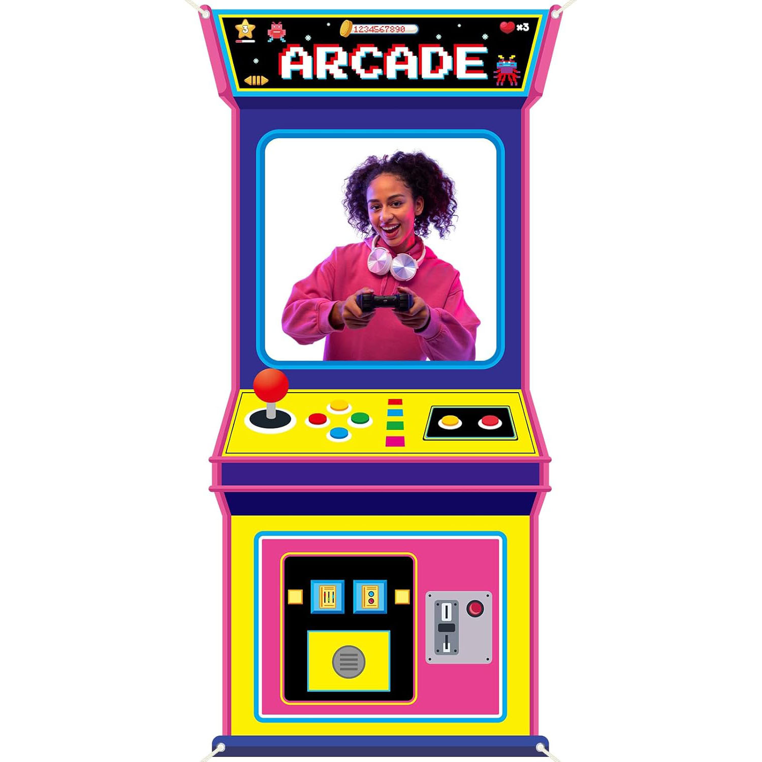 Background Retro Gaming - Tło fotograficzne z motywem gier arcade,