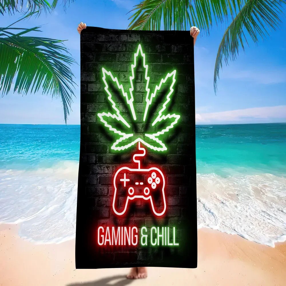 Background Retro Gaming - Retro Gaming Neonowa Ręcznik Plażowy, Ręcznik