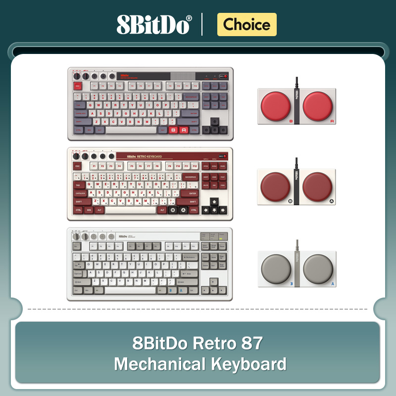 Retro Gaming Windows - 8Bitdo Retro klawiatura mechaniczna, Bluetooth/2.4G/USB-C klawiatury