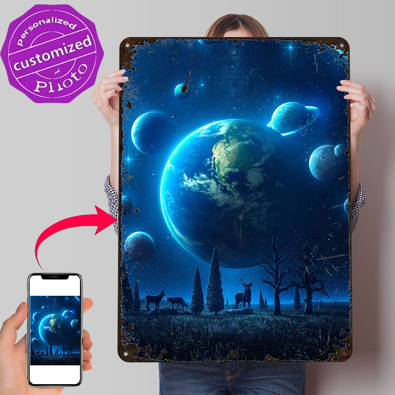 Retro Gaming Universe - Niebieski Wszechświat Lekko Trójwymiarowy Plakat Personalizowane