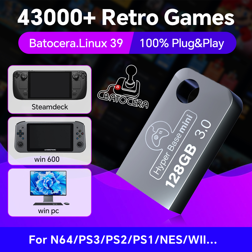 Retro Gaming Play Zone - Batocera 128G pamięć flash USB dla