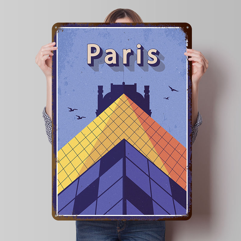 Retro Gaming Paris - Plakat Metalowy Podróż do Paryża, Personalizowana