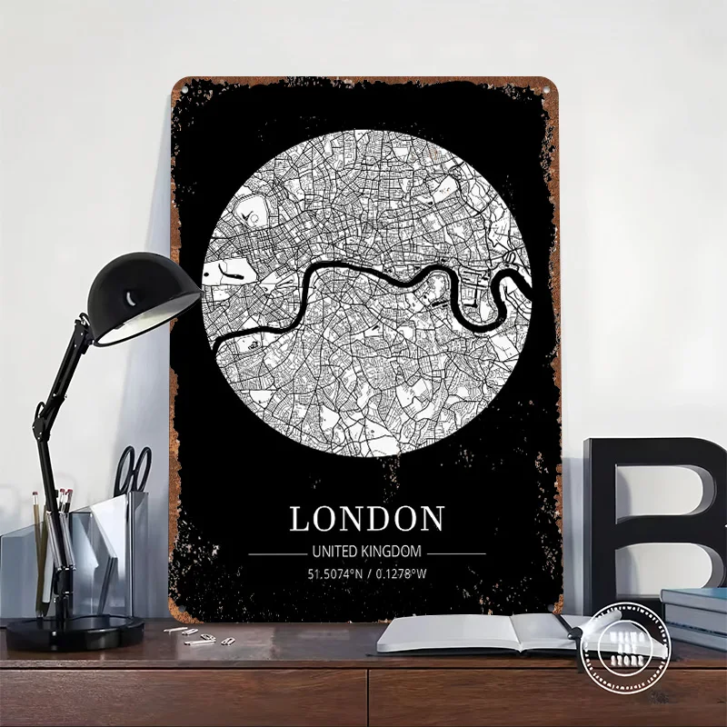 Mapa Londynu, blaszana tablicz – Retro Gaming In London recenzja i cena