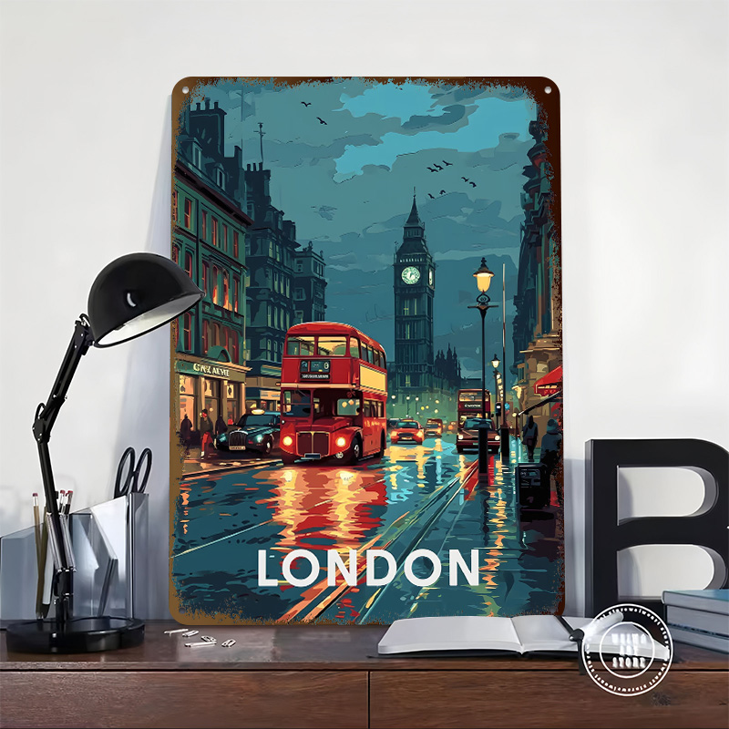 Plakat z blaszki z Londynem i  – Retro Gaming In London recenzja i cena