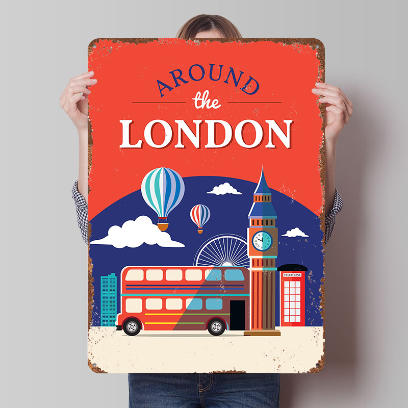 Metalowy plakat podróżniczy z  – Retro Gaming In London recenzja i cena