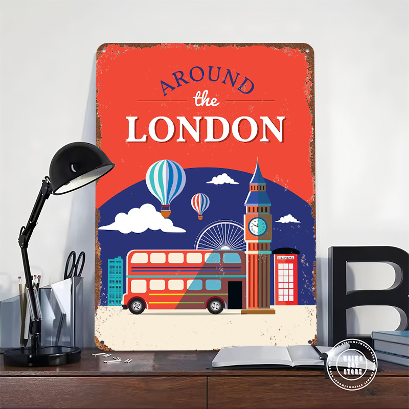 Metalowy plakat podróżniczy z  – Retro Gaming In London recenzja i cena