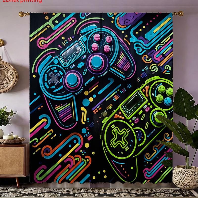 2 szt. Zasłony gamingowe Neon  – Background Retro Gaming recenzja i cena